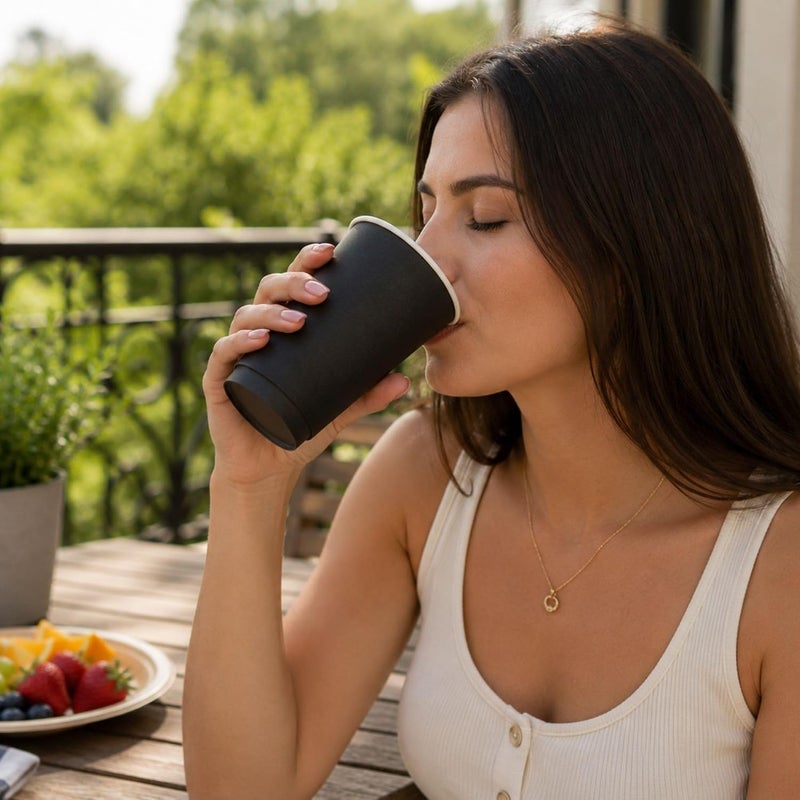 Restaurantware 500-CT Disposable Black 16-oz Hot Beverage Cups with Double Wall Design: No Need for Sleeves - Perfect for Cafes - Eco Friendly Recyclable Paper - Insulated - Wholesale Takeout Coffee Cup - Image 5