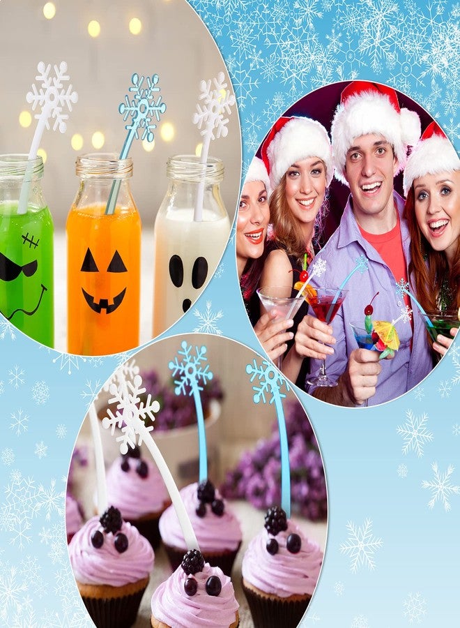Meanplan 200 Pieces Christmas Coffee Stirrers Plastic Snowflake Swizzle Sticks Hot Cocoa Bar Stirrers Drink Cocktail Stirrers for Hot Cocoa Bar Christmas Winter Party Supplies - Image 5