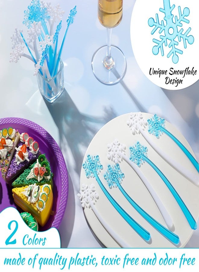 Meanplan 200 Pieces Christmas Coffee Stirrers Plastic Snowflake Swizzle Sticks Hot Cocoa Bar Stirrers Drink Cocktail Stirrers for Hot Cocoa Bar Christmas Winter Party Supplies - Image 2