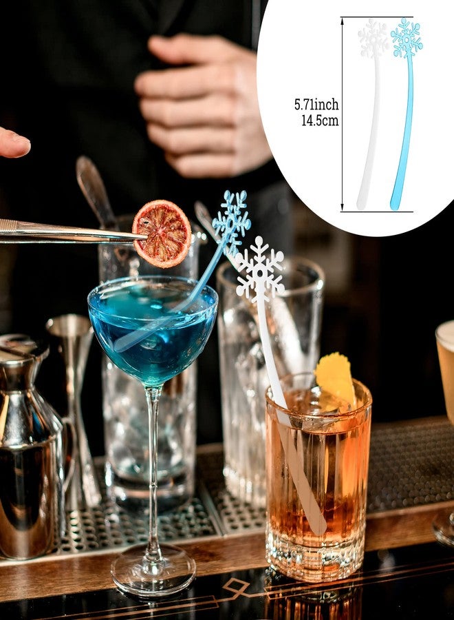 Meanplan 200 Pieces Christmas Coffee Stirrers Plastic Snowflake Swizzle Sticks Hot Cocoa Bar Stirrers Drink Cocktail Stirrers for Hot Cocoa Bar Christmas Winter Party Supplies - Image 3