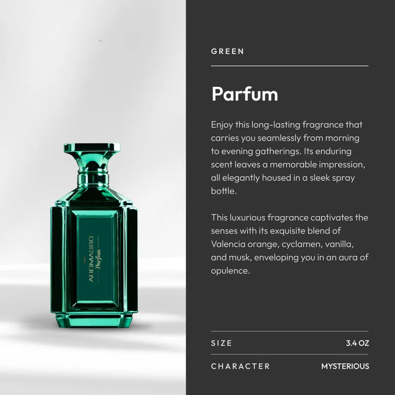 أروما 360  عطر جرين للجنسين - جوز الهند، برغموت، برتقال، عنبر وياسمين - خالي من منتجات الحيوان - سعة 100 مل
