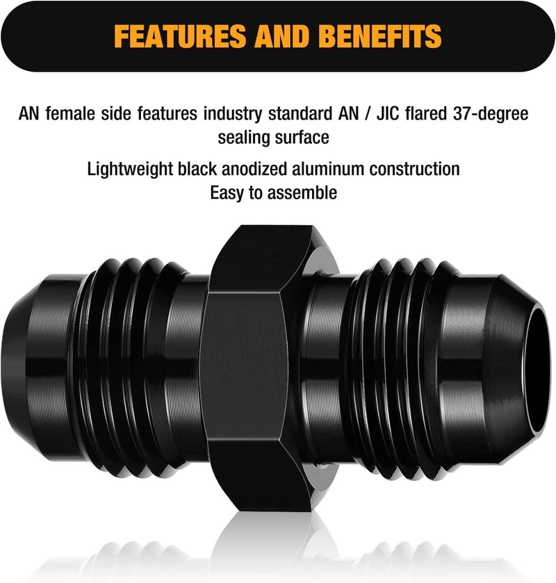 SYKRSS 6AN Male Flare Coupler Union Fitting - 2 Pack - Image 5