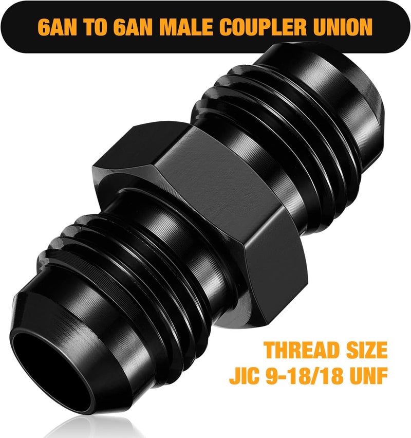 SYKRSS 6AN Male Flare Coupler Union Fitting - 2 Pack - Image 2