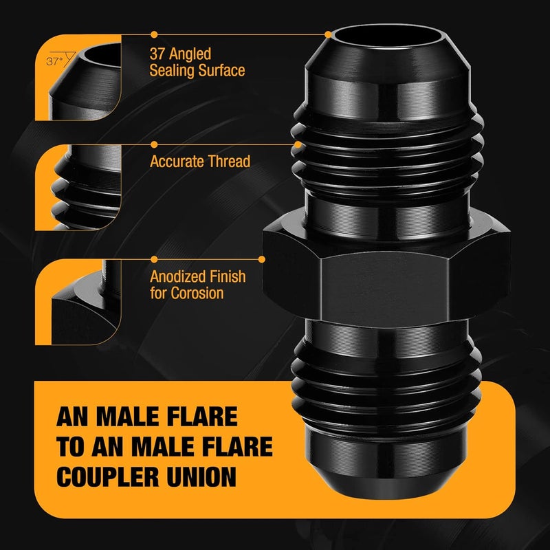 SYKRSS 6AN Male Flare Coupler Union Fitting - 2 Pack - Image 3