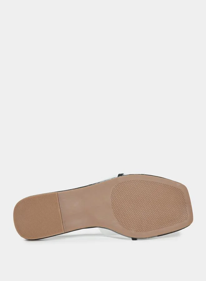 Styli Embellished Transparent Design Flat Sandals