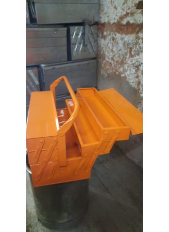 BOSNEY Bosney High Grade Metal Tool Box for ToolsTool Kit Box for Home and GarageTool Box Without Tools5 Compartment Orange  - Image 2