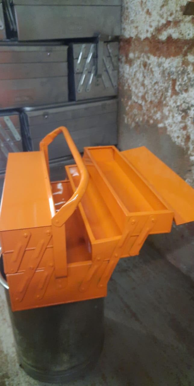 Bosney High Grade Metal Tool Box for ToolsTool Kit Box for Home and GarageTool Box Without Tools5 Compartment Orange - Image 2
