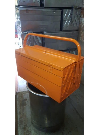 BOSNEY Bosney High Grade Metal Tool Box for ToolsTool Kit Box for Home and GarageTool Box Without Tools5 Compartment Orange  - Image 3