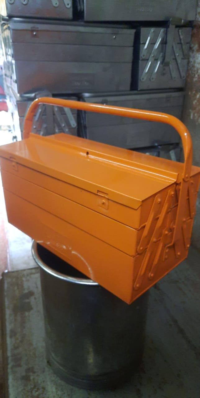 Bosney High Grade Metal Tool Box for ToolsTool Kit Box for Home and GarageTool Box Without Tools5 Compartment Orange - Image 3