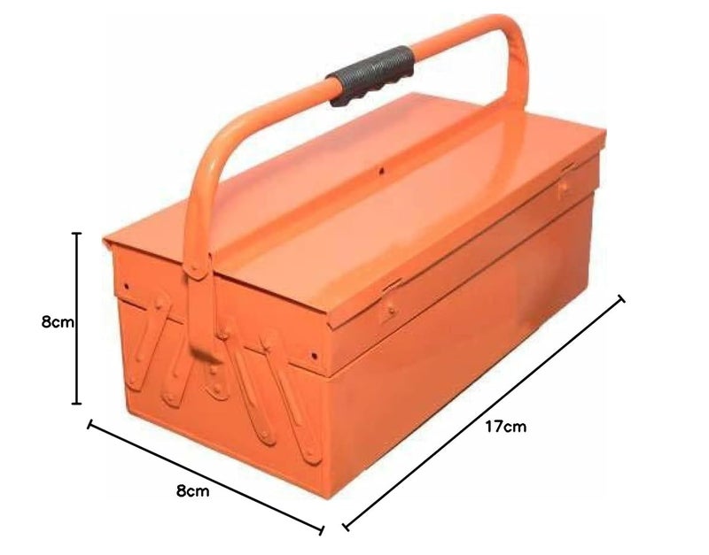 Bosney High Grade Metal Tool Box for ToolsTool Kit Box for Home and GarageTool Box Without Tools5 Compartment Orange - Image 5