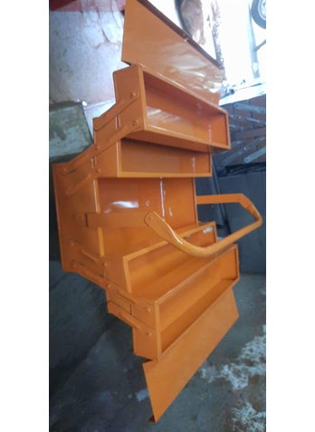 BOSNEY Bosney High Grade Metal Tool Box for ToolsTool Kit Box for Home and GarageTool Box Without Tools5 Compartment Orange  - Image 4