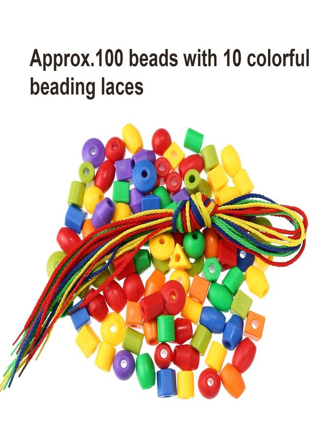 TOODOO String Beads with 100 Beads, 10 Strings and Lacing Beads Set for Toddlers Preschool Learning Occupational Autism - Image 5