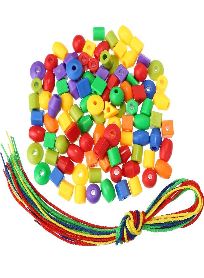 TOODOO String Beads with 100 Beads, 10 Strings and Lacing Beads Set for Toddlers Preschool Learning Occupational Autism - Image 1