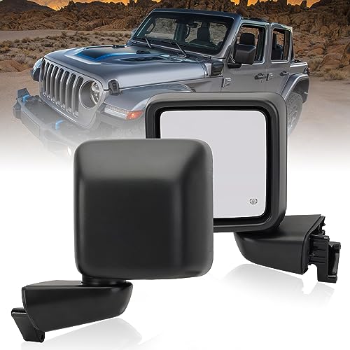 MOFOAP Driver Side Mirror for 2018-2023 Jeep Wrangler JL/2020 2021 2022 2023 Gladiator JT,Mirror Assembly with Heated,Manual Folding Without Turn Singal/Blind Spot,Replace 68281890AE 68281890AB - Image 1
