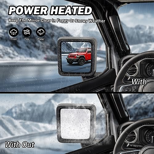 MOFOAP Driver Side Mirror for 2018-2023 Jeep Wrangler JL/2020 2021 2022 2023 Gladiator JT,Mirror Assembly with Heated,Manual Folding Without Turn Singal/Blind Spot,Replace 68281890AE 68281890AB - Image 3
