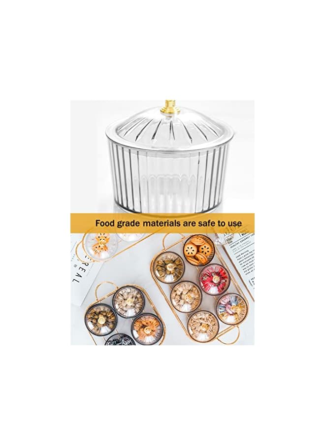 بروماس صينية تقديم المكسرات والحلوى، مجموعة من 6 قطع، صينية أوعية تخزين مع غطاء ورف مطلي بالذهب، طبق وجبات خفيفة لحفلات المنزل، صينية تقديم أكريليك خفيفة فاخرة لتزيين المنزل (مجموعة من 6 أوعية) - Image 4