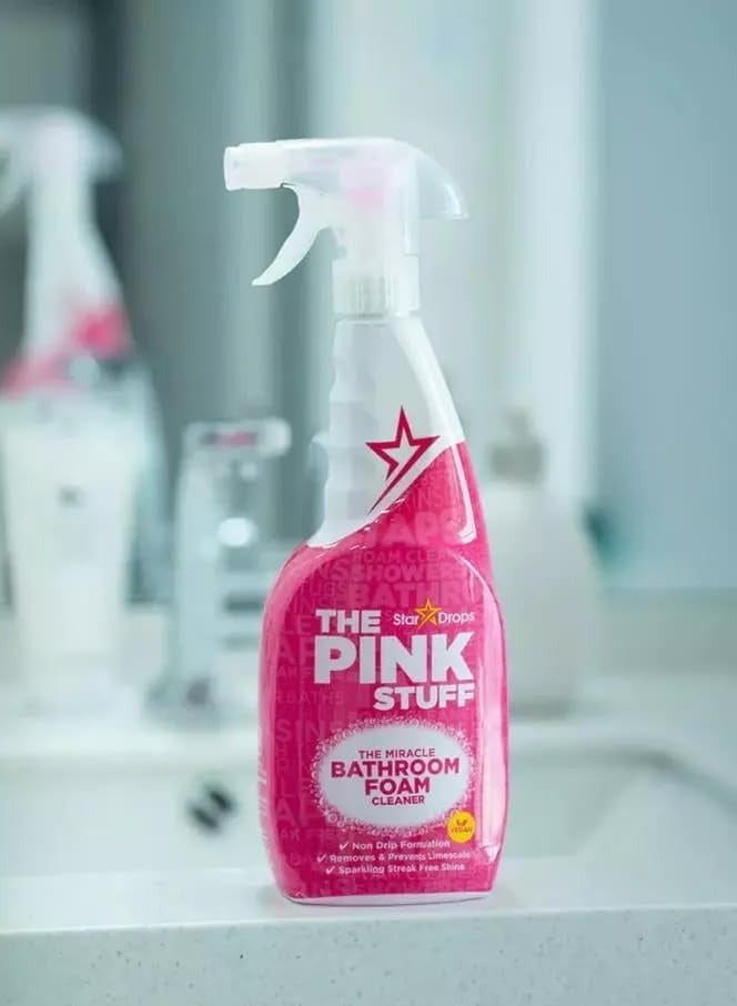 THE PINK STUFF The Pink Stuff Miracle Bathroom Foam Cleaner Spray, Non Drip Formulation removes & Prevents Limescales and gives Streak Free Shine 850ML - Image 3