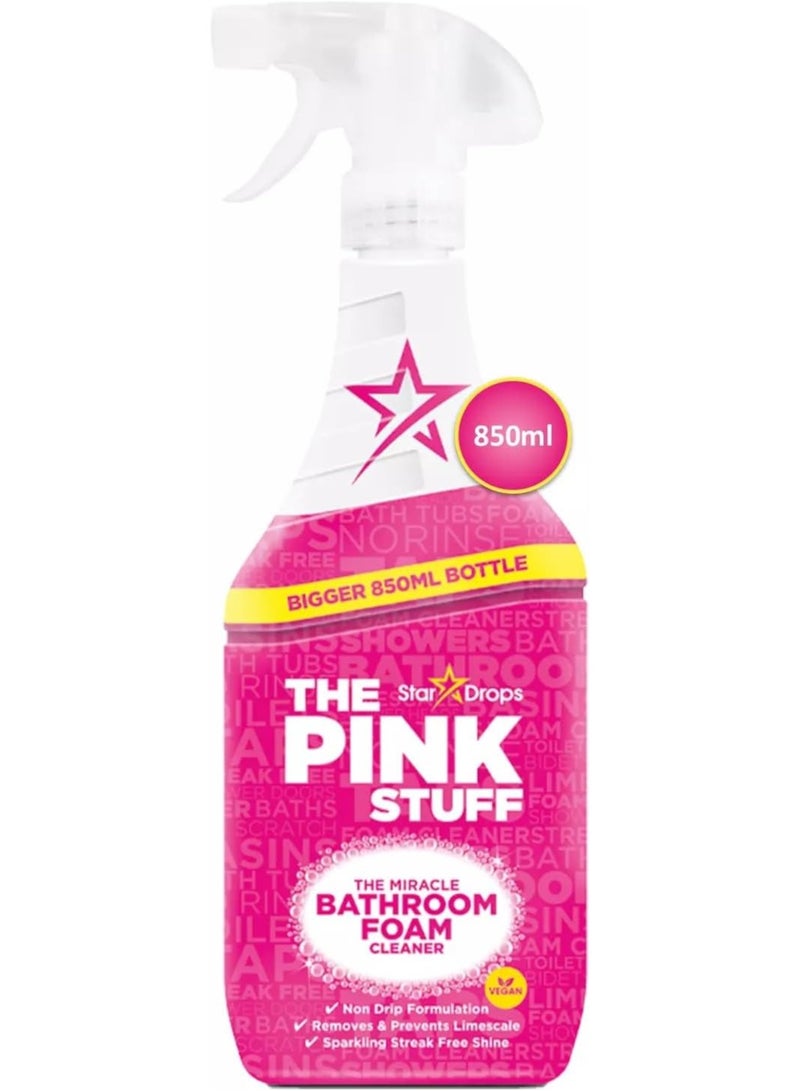 THE PINK STUFF The Pink Stuff Miracle Bathroom Foam Cleaner Spray, Non Drip Formulation removes & Prevents Limescales and gives Streak Free Shine 850ML - Image 1