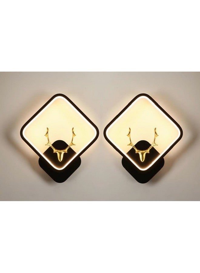 Groeien Abs Plastic Pack Of 2 Tricolor Led Home Decor Fancy Wall Indoor/Outdoor Decorative Lights (Warm+Natural+Coolwhite) (2, Hiranhead-Square) - Image 1