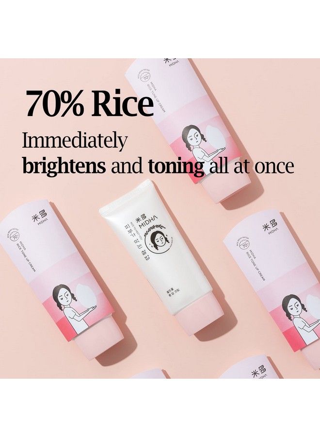 MIDHA Rice Tone Up Cream Instantly Brightening And Toning Cream 70% Rice Bran Water Instant Natural Coverage Skin Imperfection Coverage Vegan - Image 3