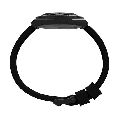 TIMEX ساعة تيمكس للرجال Q GMT 38 مم ثلاثية سوداء مع حزام مطاطي - Image 3