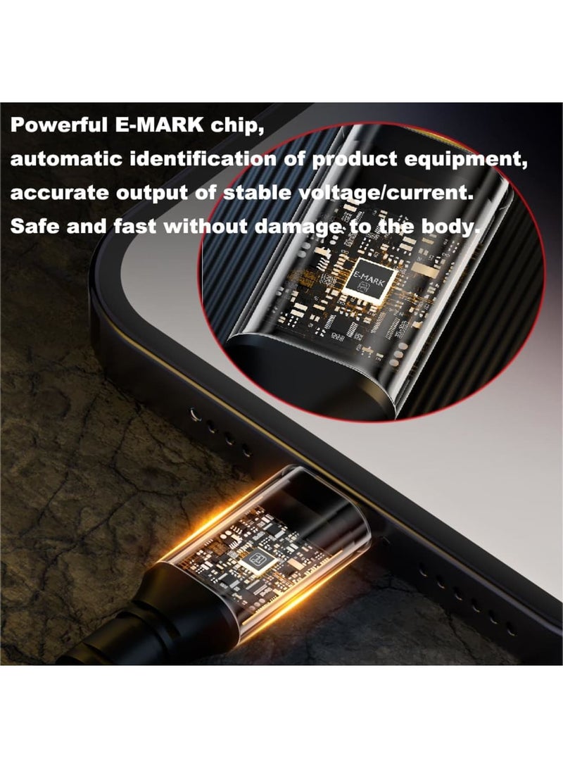 Barakah USB Type C Cable, 20Gbps High Speed Coiled Cord 100W PD QC, Straight to 90 Degree Right Angle Design, Supports 8K@60Hz Video and Fast Charging, Durable 6ft Cable for Laptop Tablet Phone, Black - Image 4