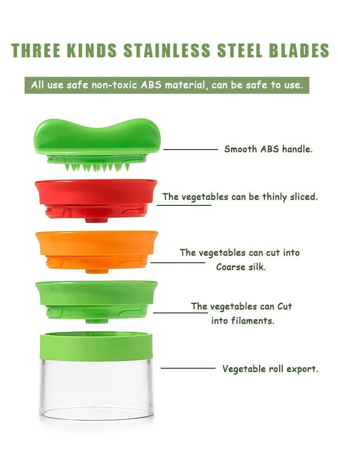Generic - Handheld 3 Blade Adjustable Spiralizer Vegetable Slicer, 3 In 1 Stainless Steel Anti Rust Blade ABS Handle Spiral Cutter, Low Carb Vegan Meals Salad Slicer (Green) - Image 1