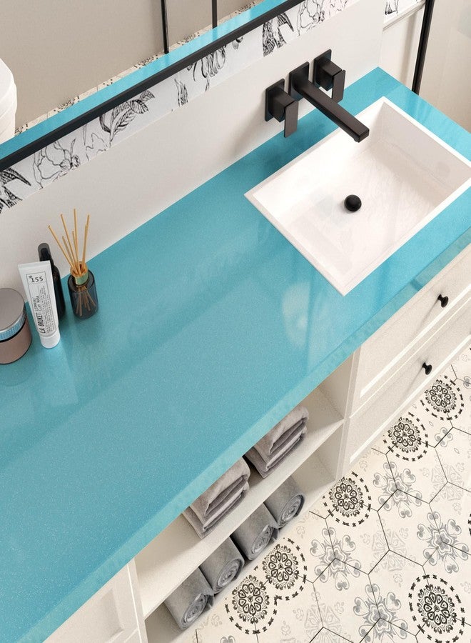 Wallercity Light Blue Glitter Contact Paper for Backsplash Peel and Stick Wallpaper for Bedroom Kitchen Cabinets Wallpaper Shiny Vinyl Wall Paper Waterproof Glossy Wallpaper Removable for Countertops - Image 3