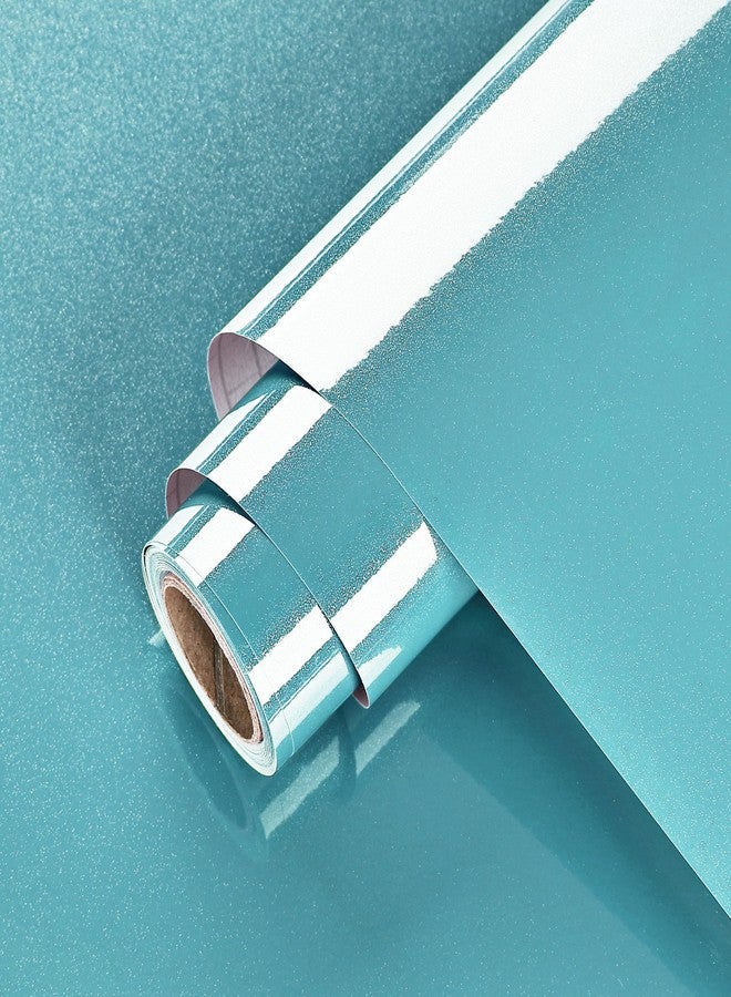 Wallercity Light Blue Glitter Contact Paper for Backsplash Peel and Stick Wallpaper for Bedroom Kitchen Cabinets Wallpaper Shiny Vinyl Wall Paper Waterproof Glossy Wallpaper Removable for Countertops - Image 2