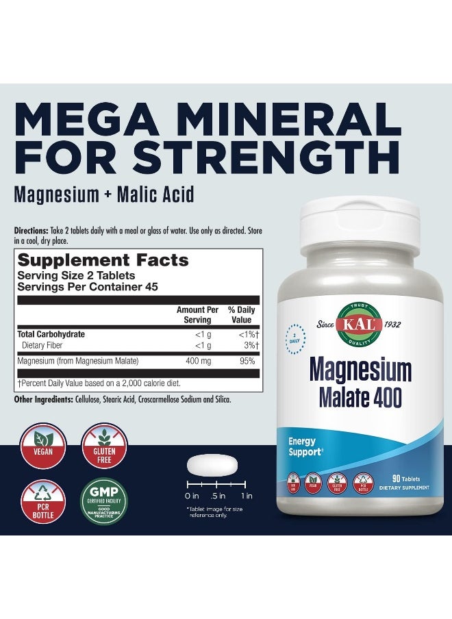 KAL - Kal, Magnesium Malate 400, 90 Tablets - Image 1