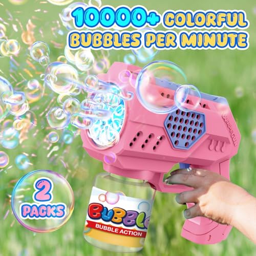 Eaglestone Bubble Guns for Toddlers 2 Packs, LED Light Automatic Bubble Machine Gun for Kids 4-8, Bubble Toys with Bubble Solution,Concentrate, Bubble Blaster Party Favor, Summer Outdoor Toys Gift - Image 3