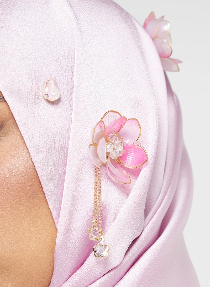 خزانة وشاح حجاب طويل مزين بالزهور - Image 4