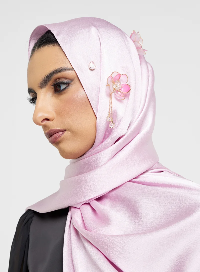 Khizana Floral Embellished Long Hijab Scarf