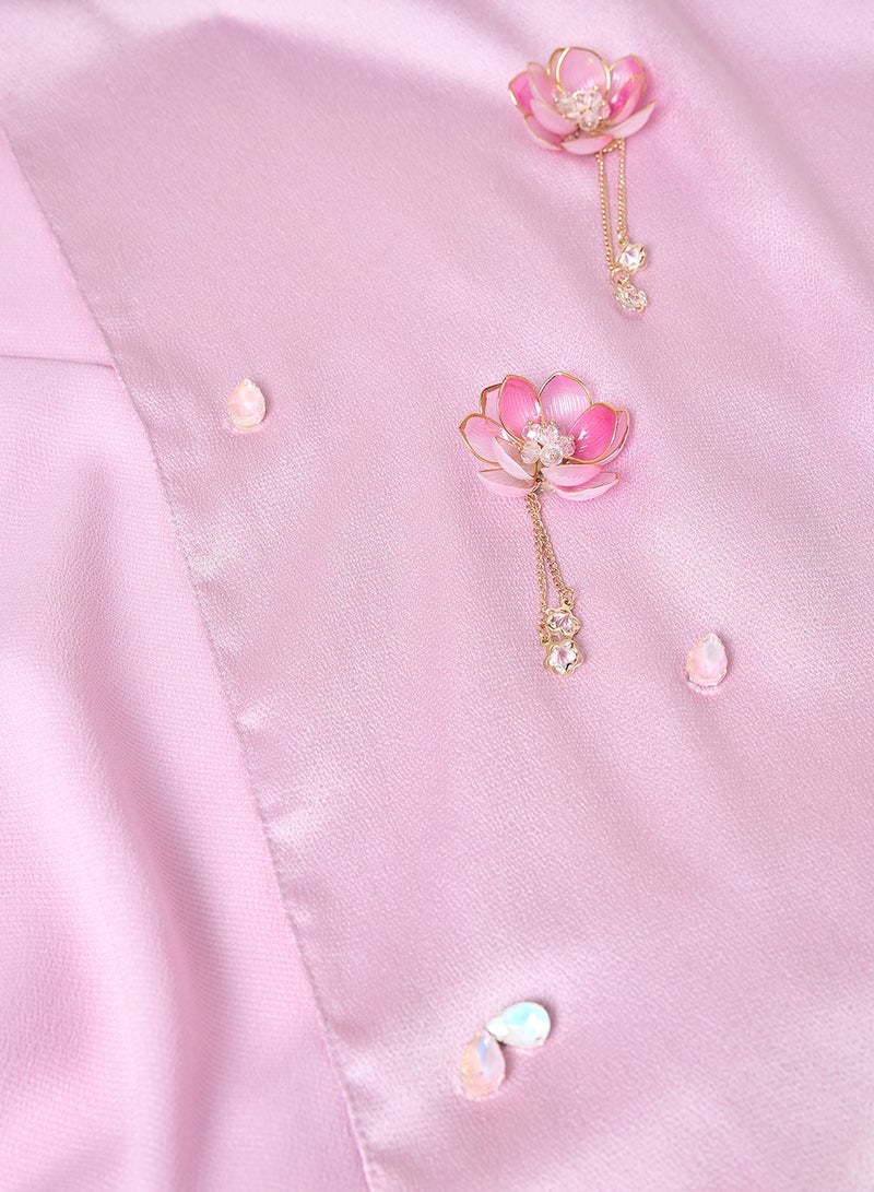 خزانة وشاح حجاب طويل مزين بالزهور - Image 2