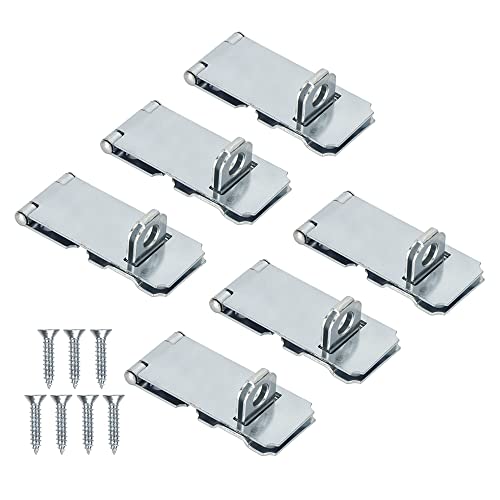 HOME MASTER HARDWARE 6 Pack Door Padlock Locks Hasp Latch, 3-1/2 inch Safety Packlock Clasp Hasp Lock Latch,Extra Thick Door Gate Lock Hasp with Screws - Image 1