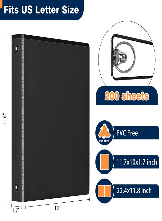 SUIN 1-inch 3 Ring Binder with 2 Interior Pockets, 1'' Basic Binders Holds US Letter Size 8.5'' x 11'' Paper - Versatile Binders for Office, Home, and School Use, 6 Pack (Black) - Image 2