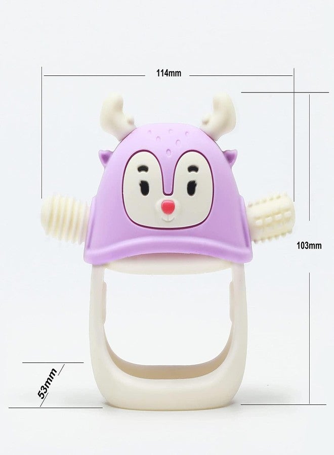 Mom's Aura Baby Teething Toys for Babies 0-6 Months-Baby Teether,Anti-Drop Silicone Mitten Teething Toy for Soothing Sore Gums,Teething Pacifier,Baby Toys 6 to 12 Months-Ideal Travel Essentials for,Reindeer) (Purple,dls) - Image 3