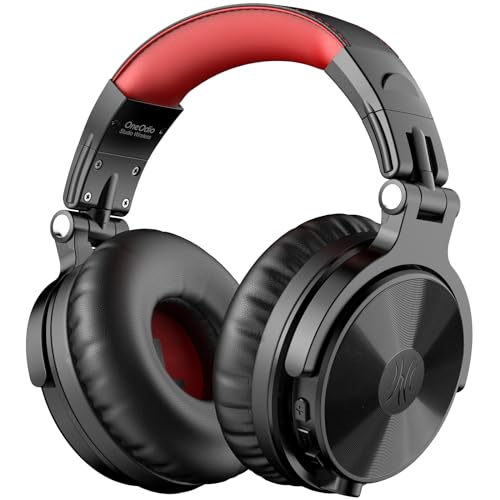OneOdio Bluetooth Over Ear Headphones, 110 Hrs Wireless/Wired Stereo Sound Foldable Headsets with Deep Bass 50mm Neodymium Drivers for PC/Phone/Tablet - Studio Wireless Pro C, Red - Image 1