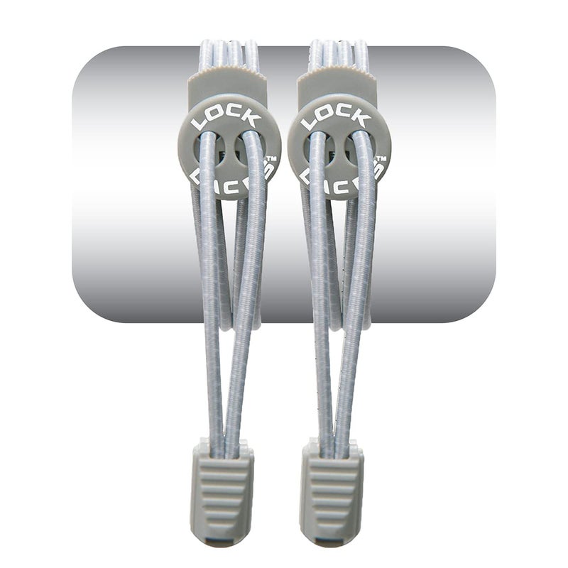 LOCK LACES - Elastic No Tie Shoelaces, One Size Fits All (Gray) - Image 5