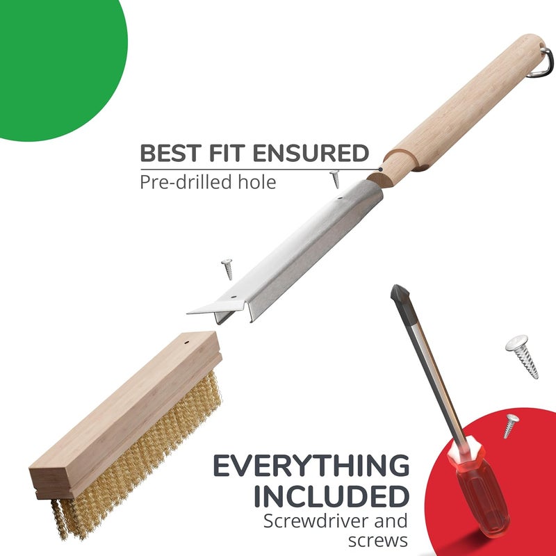 Senwosa 22” Pizza Oven Brush with Stone Scraper - Heat Resistant Stainless Steel Bristles, Long Handle - Compatible with Ooni, Gozney & Similar Ovens Classic design alternatives - Image 5