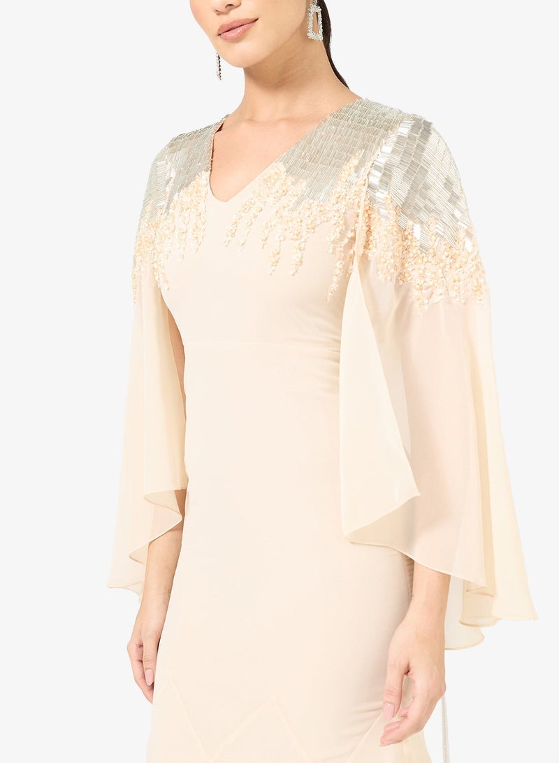 Amelia Rose Flared Sleeve Satin Maxi Dress - Image 3