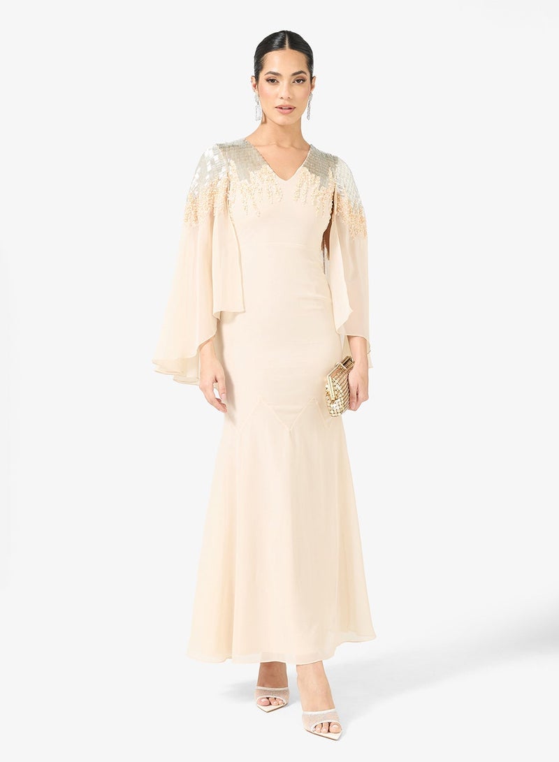 Amelia Rose Flared Sleeve Satin Maxi Dress - Image 1