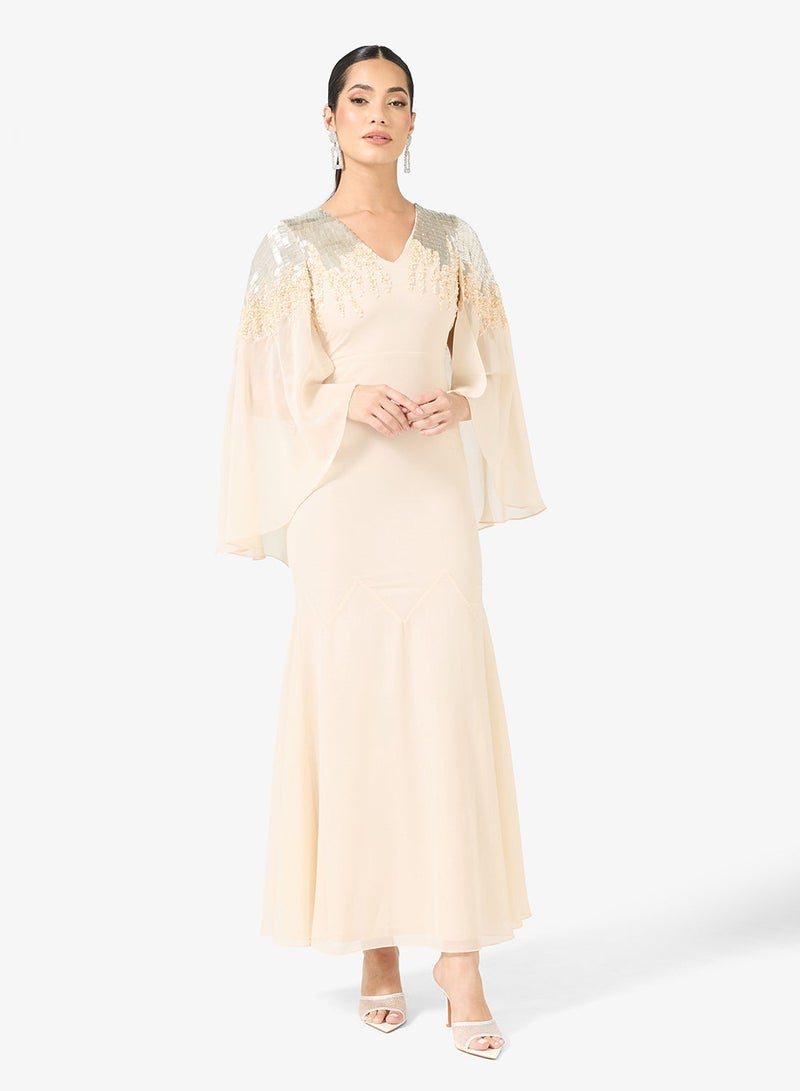 Amelia Rose Flared Sleeve Satin Maxi Dress - Image 4