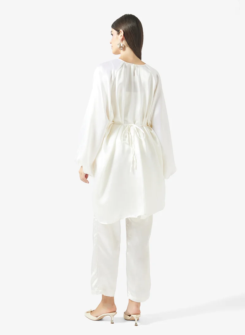 Fyor Ruched Waist Satin Co-Ord Set