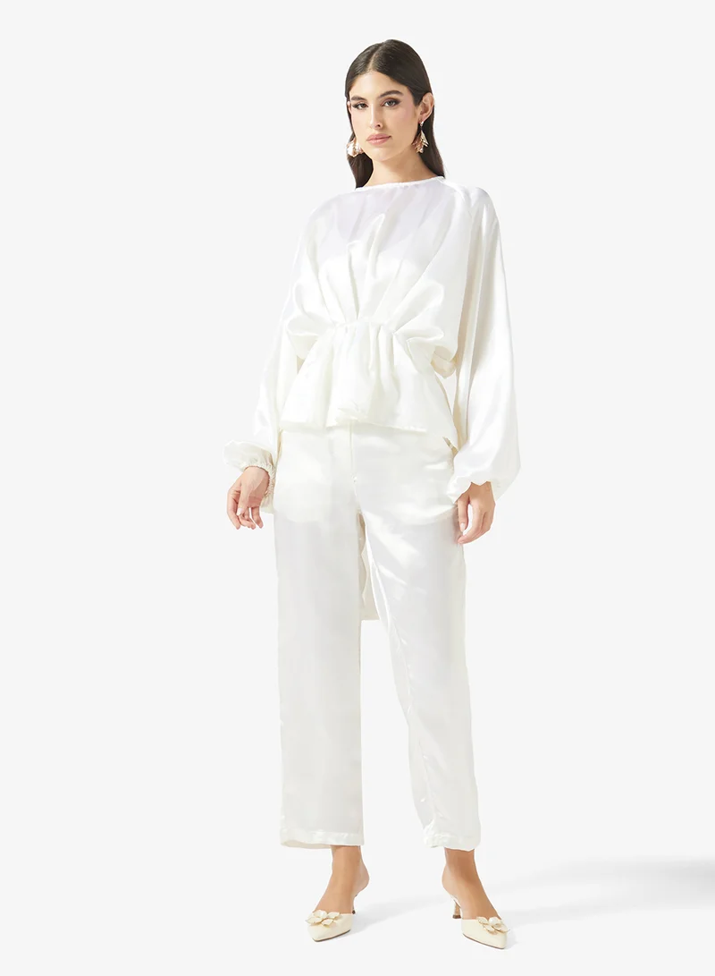 Fyor Ruched Waist Satin Co-Ord Set