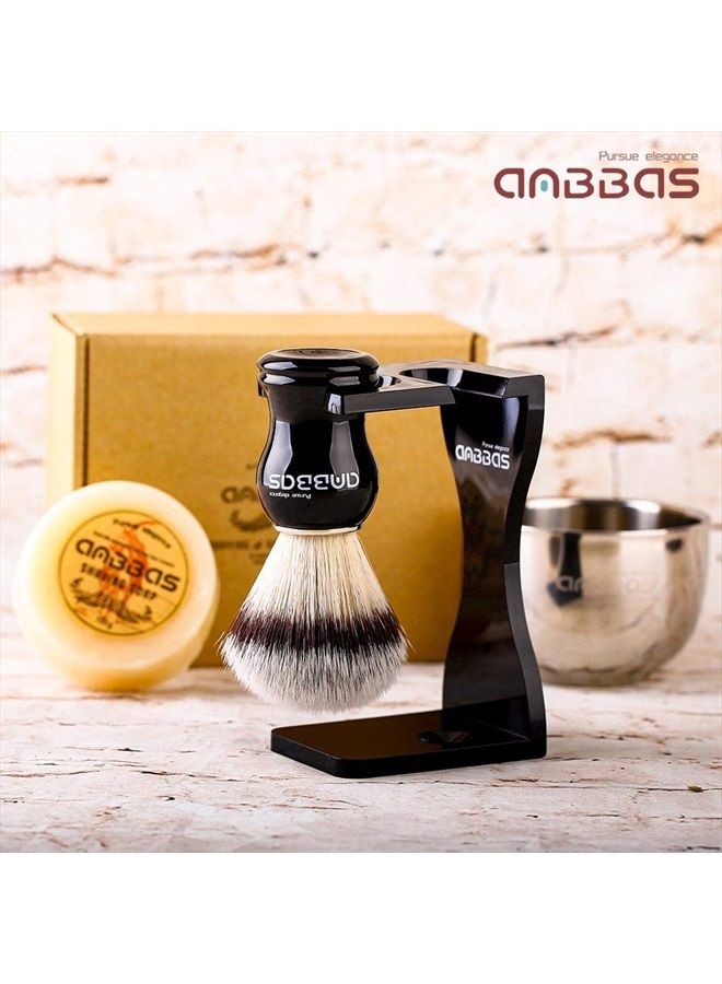 Anbbas Faux Badger Shaving Brush Set with 3.5OZ Milk Shaving Soap and Bowl Stainless Steel,Black Acrylic Shaving Stand Holer for DE Razor Men Close Shave Kit - Image 2