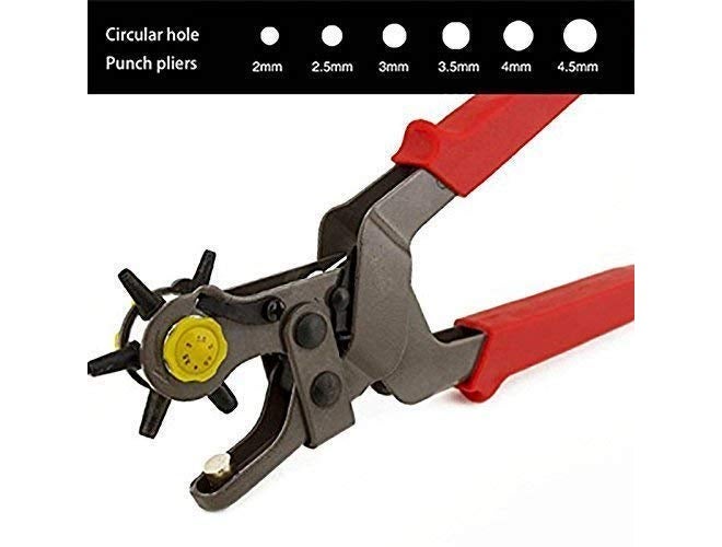 Rangwell Heavy Rotary Leather Hole Punch Tool for Belts; Watch Bands; Dog Collars; Saddles; Fabric; DIY Home or Craft Projects (Multicolour) -6 Sizes Puncher - Image 2