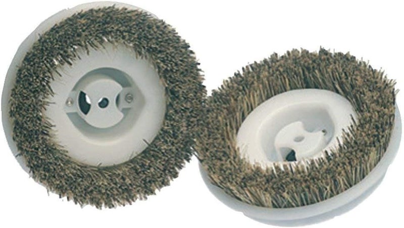 Floor Scrubbing Brushes, Compatible with 12-inch Floor Polisher, Scrub Brushes with Tampico and Cocoa Bristles, 2-Pack, Standard, Beige/White, 9" L x 6" W x 2" H, 45-0134-2