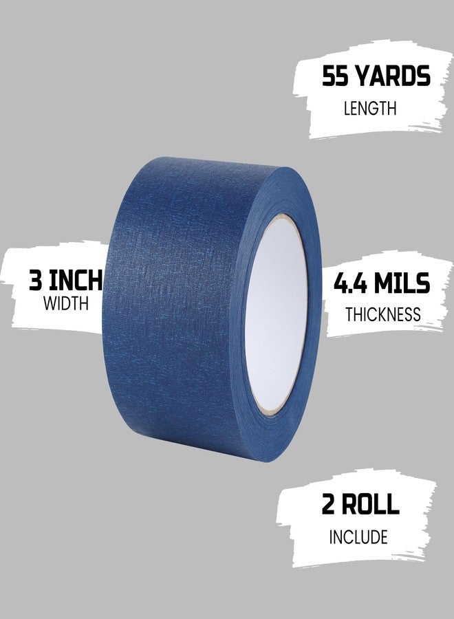 Lichamp Wide Masking Tape 3 inches, 2 Packs Blue Painters Tape Blue Masking Paper, 3 inches x 55 Yards x 2 Roll - Image 2