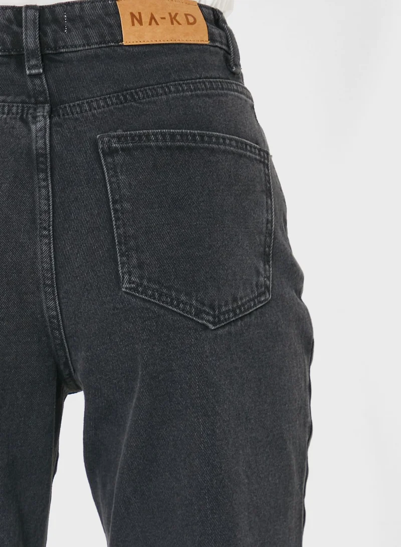 NA-KD Ripped Straight Jeans